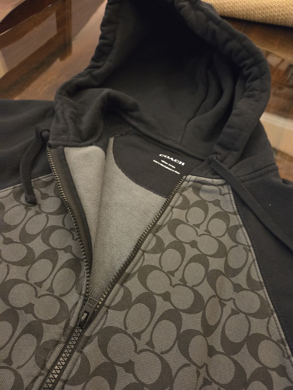 Coach Black Monogram Zip Hoodie - Men's - Picture 14 of 16